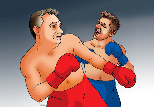 Cartoon: hunbox26 (medium) by Lubomir Kotrha tagged hungary,elections,orban,magyar,fidesz,tisza,hungary,elections,orban,magyar,fidesz,tisza