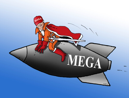 Cartoon: magamega (medium) by Lubomir Kotrha tagged usa,iran,israel,trump,usa,iran,israel,trump