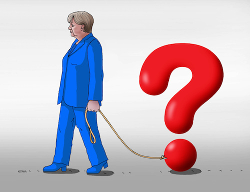 Cartoon: merkelotaznik (medium) by Lubomir Kotrha tagged germany,angela,merkel,new,elections,europa,euro,dollar