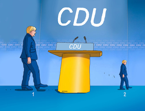 Cartoon: merkoniec (medium) by Lubomir Kotrha tagged angela,merkel,cdu,germany,euro,dollar