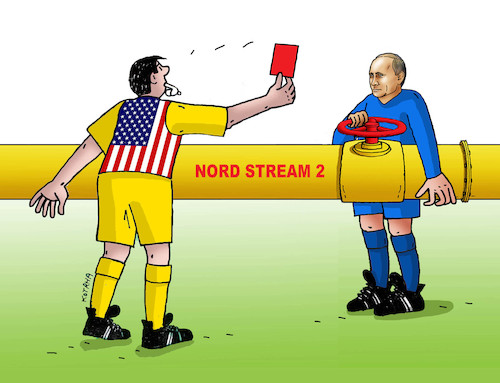 Cartoon: nordred (medium) by Lubomir Kotrha tagged gas,nord,stream,putin,trump,russia,usa,germany,sanctions