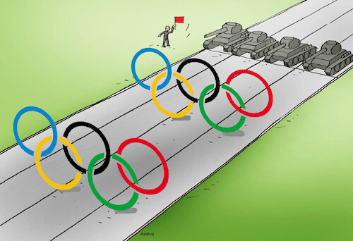 Cartoon: olytanks (medium) by Lubomir Kotrha tagged olympic,games,2024,paris,france,olympic,games,2024,paris,france