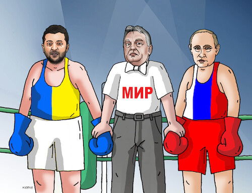 Cartoon: orbanmir (medium) by Lubomir Kotrha tagged orban,moskva,kyjev,war,orban,moskva,kyjev,war
