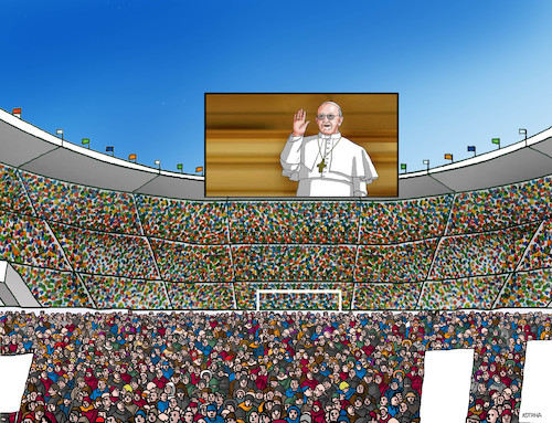 Cartoon: papesk (medium) by Lubomir Kotrha tagged vatican,pope,francis,visit,slovakia,vatican,pope,francis,visit,slovakia