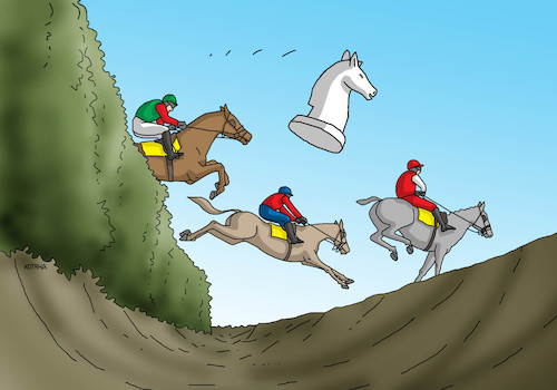 Cartoon: parkon (medium) by Lubomir Kotrha tagged horses,racing