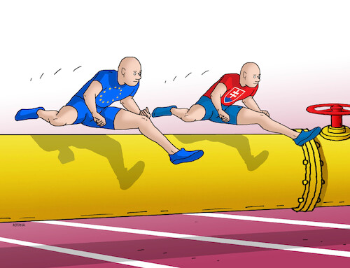 Cartoon: plneusk (medium) by Lubomir Kotrha tagged eu,europa,euro,gas,eu,europa,euro,gas