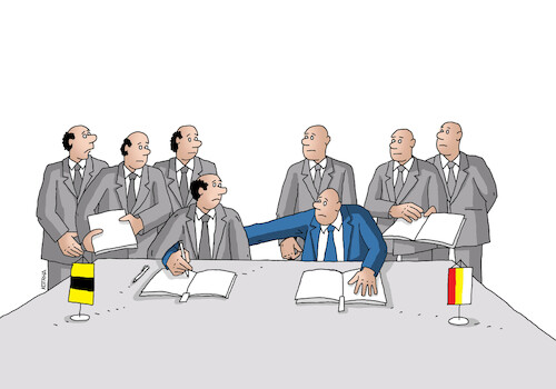 Cartoon: podpis22a (medium) by Lubomir Kotrha tagged politicians,politicians