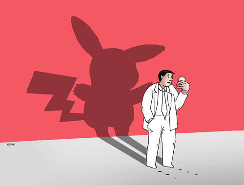 Cartoon: pokeshadow (medium) by Lubomir Kotrha tagged pokemon,go