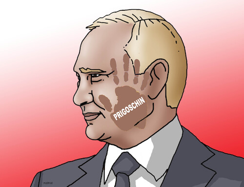 Cartoon: putprigoz-en (medium) by Lubomir Kotrha tagged putin,prigozhin,russia,wagner,rebellion,putin,prigozhin,russia,wagner,rebellion