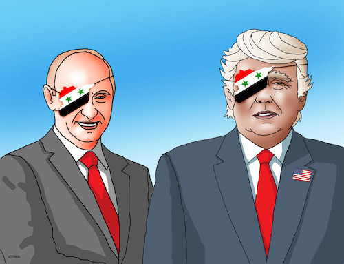 Cartoon: putrump (medium) by Lubomir Kotrha tagged assad,syria,war,trump,putin,usa,russia,world