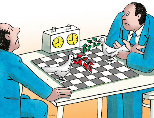 Cartoon: sachholub (medium) by Lubomir Kotrha tagged chess,peace,dove,chess,peace,dove