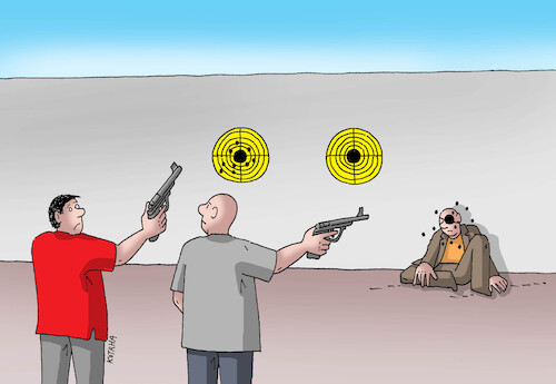 Cartoon: slepostrel-far (medium) by Lubomir Kotrha tagged shooters,shooting,range,targets,shooters,shooting,range,targets