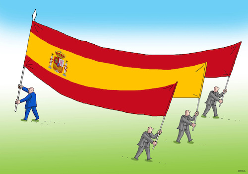 Cartoon: spainvlajka (medium) by Lubomir Kotrha tagged catalonia,election,independence,spain,europe,euro,world