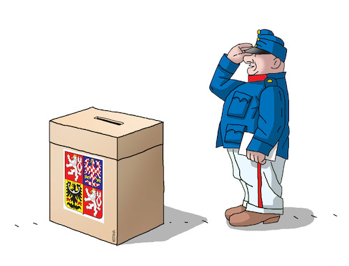 Cartoon: svejkvolby1 (medium) by Lubomir Kotrha tagged czech,parliamentary,elections,2017,andrej,babis,ano,eu