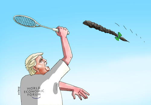 Cartoon: trumpdav2 (medium) by Lubomir Kotrha tagged world,economic,forum,davos,2020,euro,dollar,libra