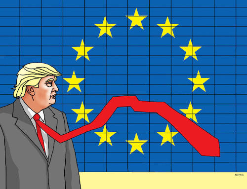 Cartoon: trumpeukravat (medium) by Lubomir Kotrha tagged usa,europe,world,trade,war,clo,zoll,douanne