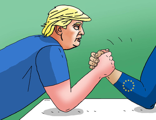 Cartoon: trumpeutlak (medium) by Lubomir Kotrha tagged usa,europe,world,trade,war,clo,zoll,douanne