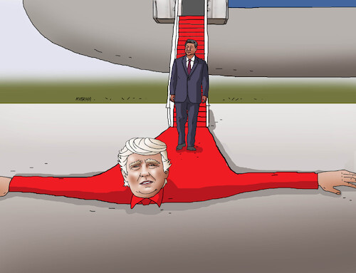 Cartoon: trumpsitin (medium) by Lubomir Kotrha tagged usa,china,trump,si,tin,pching,usa,china,trump,si,tin,pching