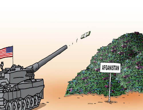 Cartoon: usafganmoney (medium) by Lubomir Kotrha tagged afganistan,taliban,usa,war,afganistan,taliban,usa,war