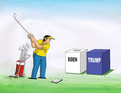 Cartoon: usagolf24 (medium) by Lubomir Kotrha tagged usa,trump,biden,elections,usa,trump,biden,elections