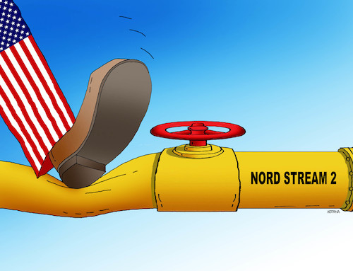 Cartoon: usanordstop (medium) by Lubomir Kotrha tagged gas,nord,stream,putin,trump,russia,usa,germany,sanctions