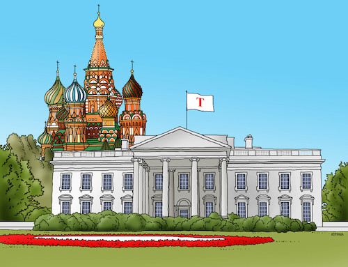 Cartoon: usarusia (medium) by Lubomir Kotrha tagged donald,trump,president,usa,white,house,washington