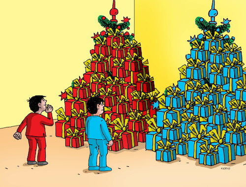Cartoon: vianoduo (medium) by Lubomir Kotrha tagged christmas,santa,claus,christmas,santa,claus
