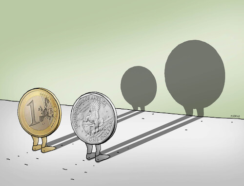 Cartoon: dollar vs euro (medium) by Lubomir Kotrha tagged dollar,vs,euro,dollar,vs,euro