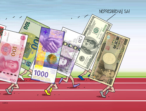 Cartoon: japan vs usa (medium) by Lubomir Kotrha tagged japanese,yen,versus,us,dollar,japanese,yen,versus,us,dollar