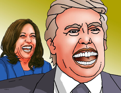 Cartoon: usa elections trump harris (medium) by Lubomir Kotrha tagged usa,elections,trump,harris,usa,elections,trump,harris