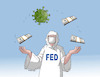 Cartoon: fedcorona (small) by Lubomir Kotrha tagged coronavirus,wall,street,fed,burza,dollar