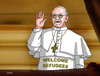 Cartoon: papwelcome (small) by Lubomir Kotrha tagged refugees,europe,afrika,germany,merkel,world,papst,pope
