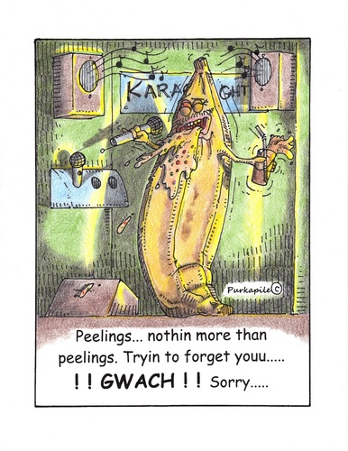 Cartoon: banana (medium) by armadillo tagged karoake,banana,sing,vomit,apology