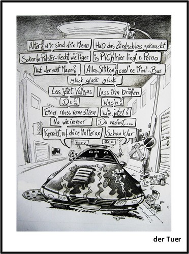 Cartoon: Auto geknackt (medium) by der Tuer tagged rücksitz,generation,jugend