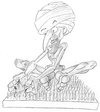 Cartoon: Nagelbettentzündung (small) by NiRo tagged yogi,yoga,turban,meditation,feuer,flamme,streichholz,schneidersitz,nagelbett