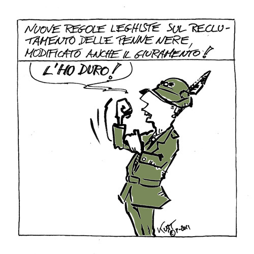 Cartoon: Penne nere (medium) by kurtsatiriko tagged penne,nere,lega,nord