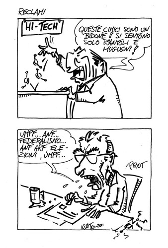 Cartoon: Reclami (medium) by kurtsatiriko tagged berlusconi,cimici,bossi