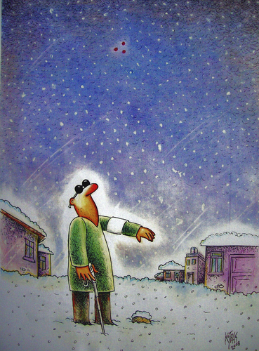 Cartoon: beklenti-expectation (medium) by kotbas tagged winter,snow,blind