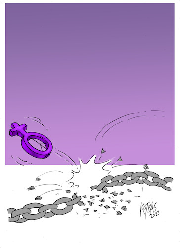 Cartoon: free women (medium) by kotbas tagged women,chain,freedom,captivity