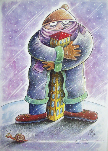Cartoon: isolation (medium) by kotbas tagged snow,winter,snail