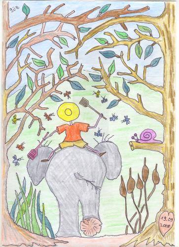 Cartoon: elephant   - flies - jungle - (medium) by skätsch-up tagged tourist,elephant,flies,jungle,harmony