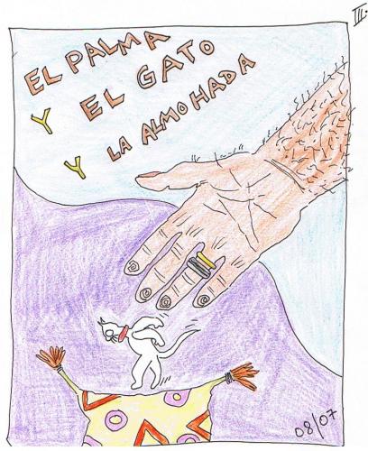 Cartoon: Hand   Katze Kissen (medium) by skätsch-up tagged katze,cat,el,gato