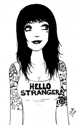 Cartoon: hello stranger (medium) by naths tagged tattoo,girl,attitude