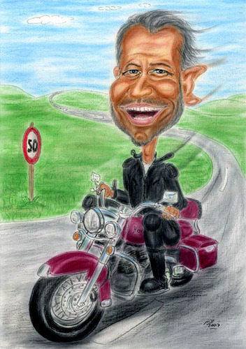 Cartoon: Biker auf Harley (medium) by Zeichenstift Karikaturen tagged geschenkideen,karikatur,geburtstagsgeschenk,motorrad,davidson,harley