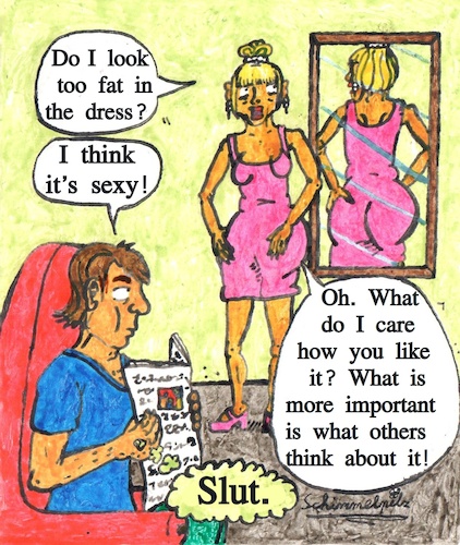 Cartoon: Always Ready - Allzeit bereit (medium) by Schimmelpelz-pilz tagged loving,relationship,marriage,partner,partners,exclusivity,monogamy,conform,conformist,follower,attention,whore,newspaper,mirror,liebe,beziehung,ehe,partnerschaft,exklusivität,monogamie,konform,konformistisch,mitläufer,aufmerksamkeit,aufmerksamkeitssüchtig,bestätigung,zeitung,spiegel