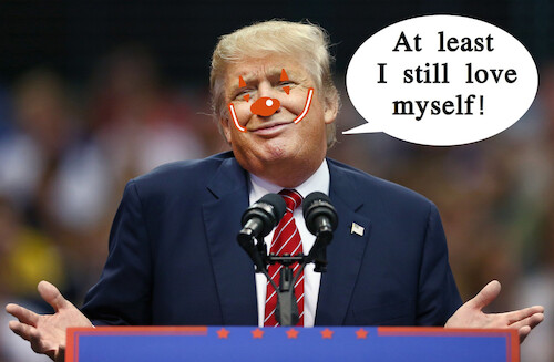 Cartoon: Trump The Orange Clown (medium) by Schimmelpelz-pilz tagged president,donald,trump,politician,clown,humor,fun,joke,witzig,spaß,meme,orange,make,up,narcism,narcissist,narzisst,narzissmus