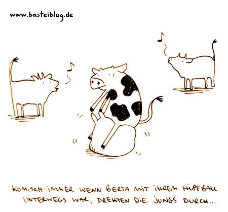 Cartoon: Hüpfball. (medium) by puvo tagged kuh,cow,ball,hüpfball,space,hopper,sit,bounce,euter,udder