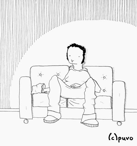 Cartoon: I wasnt at home at the weekend. (medium) by puvo tagged junge,boy,couch,sofa,weekend,wochenende,at