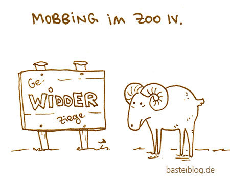 Cartoon: Mobbing im Zoo - Der Widder (medium) by puvo tagged beleidigung,schimpfwort,beschimpfung,gewitterziege,ram,word,play,wortspiel,zoo,mobbing,widder