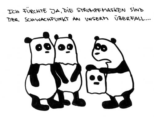 Cartoon: Pandaüberfall. (medium) by puvo tagged panda,überfall,strumpfmaske
